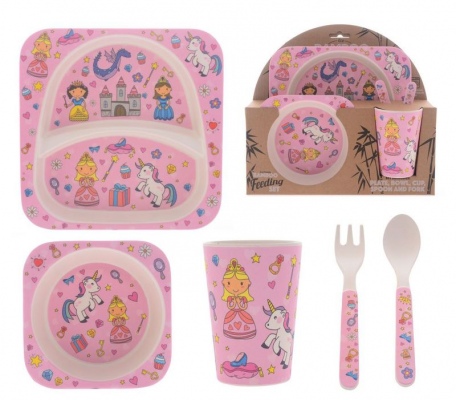 Fairytale 5Pc Bamboo Dining Set Pink