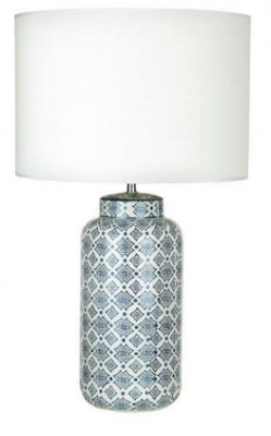 Afra White And Blue Ceramic Table Lamp 37X58