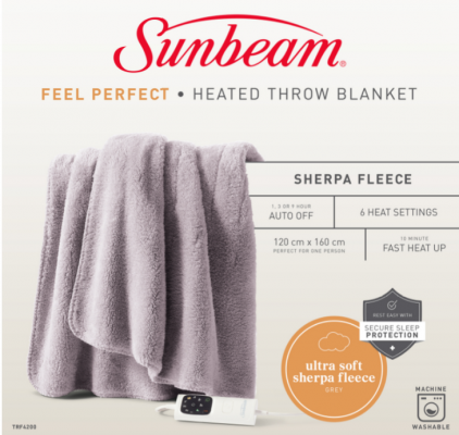 Sunbeam Feel Perfect Sherpa Fleece Throw