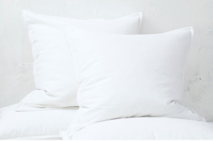 Stitch White Linen Cotton European Pillowcases X2