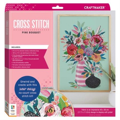 Craft Maker Cross Stitch Large: Pink Bouquet