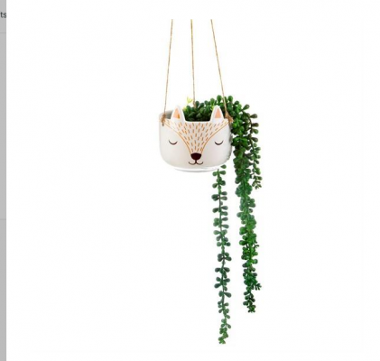 Woodland Fox Hanging Planter With String 12X11Cm