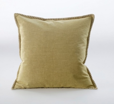 Stitch Ochre Linen Cotton Cushion 50X50Cm