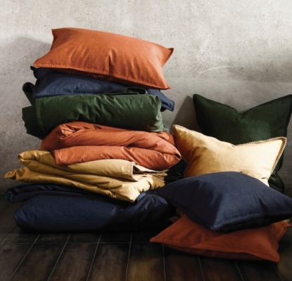 Stitch Navy Linen Cotton Cushion 50X50Cm