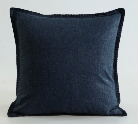 Stitch Navy Linen Cotton Cushion 50X50Cm