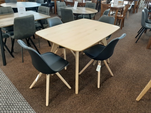 Flow Oak 1300 Dining Table + 4 Orbit Chairs Black