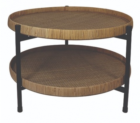 Calypso Round Coffee Table Bamboo + Black 60X41Cm