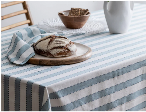 Flinders Woven Blue Stripe Tablecloth 145X230Cm