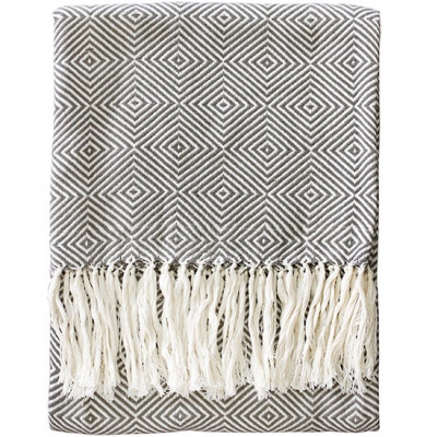Brighton Taupe Woven Cotton Throw 130X170Cm