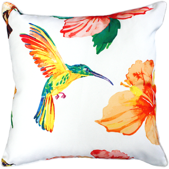Hummingbird Hibiscus Outdoor Cushion 45X45Cm Print