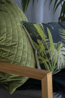 Hawaii Charcoal Green 100% Cotton Cushion 45X45Cm