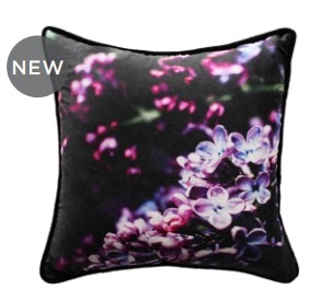 Spring Petal Black/Fuchsia Polyvelvet Cushion 45X4