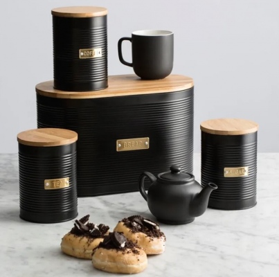 Typhoon Black Bread Bin 7.5Lt 33.5X18X16 Bamboo Li