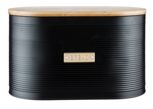 Typhoon Black Bread Bin 7.5Lt 33.5X18X16 Bamboo Li