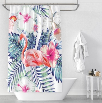 Cloud 9 Flamingo Printed 120X180Cm Shower Curtain