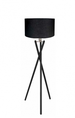 Fairbank Blk Floor Lamp Black Leather Shade 1.4M H