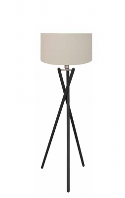 Fairbank Blk Floor Lamp Natural Fabric Shade 1.4M