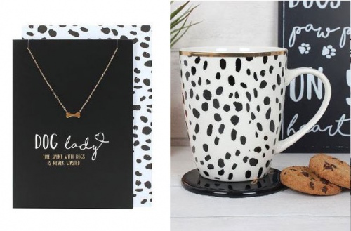 Dotty Dog Lady Mug- Coaster And Necklace Set