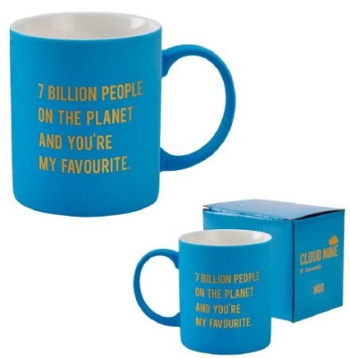 7 Billion People On The Planet..Soft Feel Blue Mug