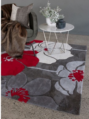 Oxford Marie Red/Grey/Cream Polyester Rug 1.6X2.3M