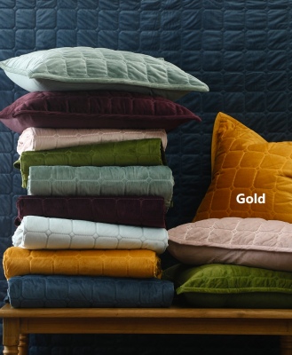 Meeka Gold Quilted Euro Pillowcases X 2