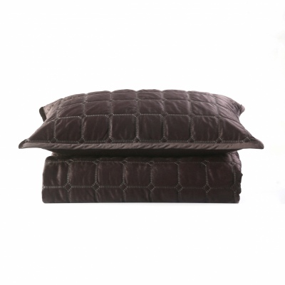 Meeka Coffee Quilted King Comforter Set +2Pc