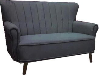 Midback 2 Seater In Charcoal Linen Fabric