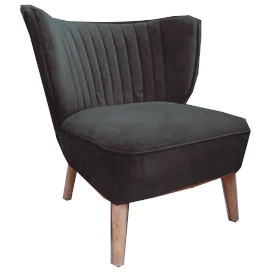 Retro Velvet Arm Chair In Black Velvet Fabric