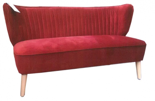 Retro Velvet 3 Seater In Red Velvet Fabric
