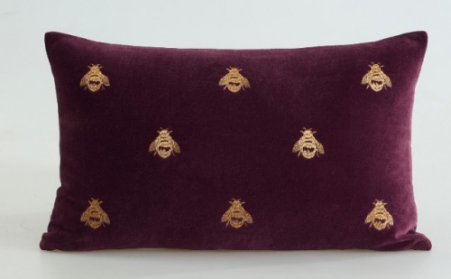 Buzz Embroidered Velvet Port Long Cushion 50X30Cm
