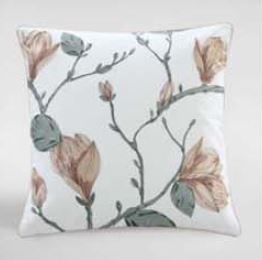 Magnolia Ivory Embroidered Cotton Cushion 50X50