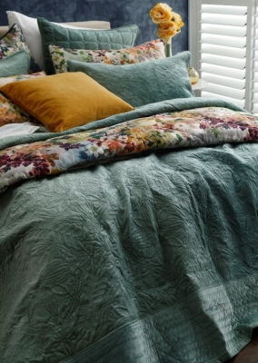 Remy Laurel Quilted Faux Velvet Queen Bedspread