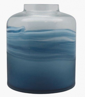 Surf Blue Glass Vase Short 20X22.5Cm