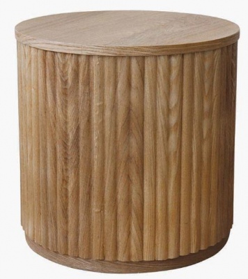 Sanctury Oak Ribbed Side Table 45Cm Round 43H