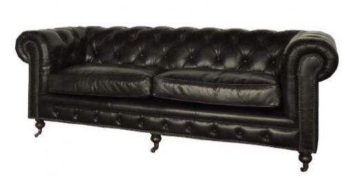 Hampton Court 3 Seater Belon Black Leather 2210