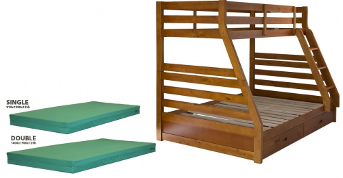 Atlanta Double Single Bunk Walnut +Dbl +Sgl Matt