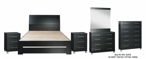 Baltic Black 5Pce Bedroom Suite W Queen Slatbed