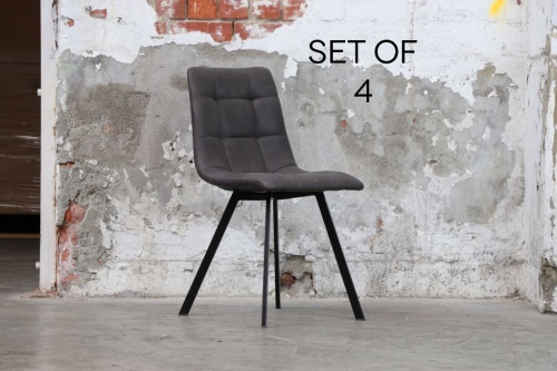 Berlin Dining Chair Set Of 4 With Dark Pu Seat