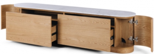 Takita Oak Tv Stand W/Marble Top 180X35X45