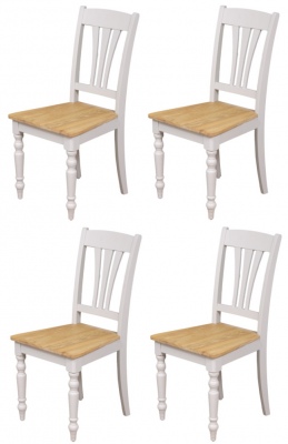 Hahei Oak & Off White Pine Dining Chair Set Of 4