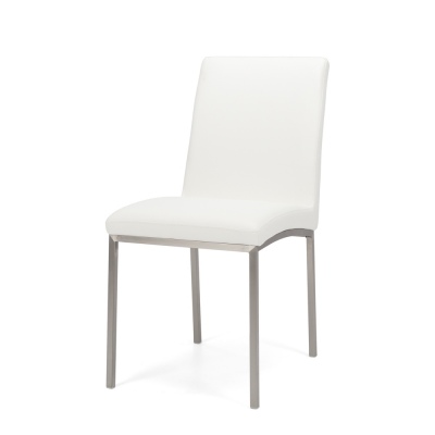 Bristol White Pu Dining Chair With Stainless Legs
