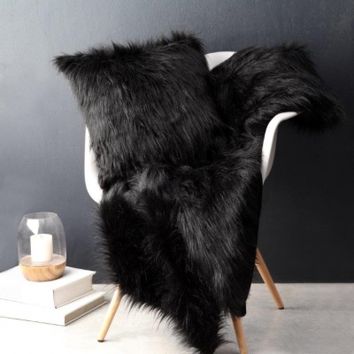 L&M Barkley Black Faux Fur Cushion 45X45Cm