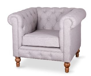 English Chesterfield Arm Chair Grey Tweed Fabric