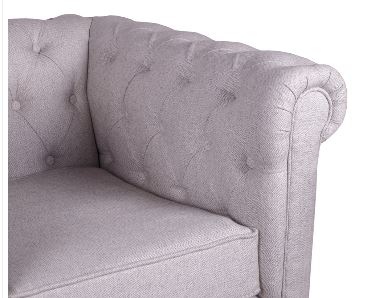 English Chesterfield Arm Chair Grey Tweed Fabric