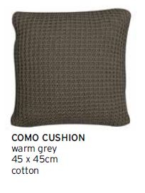 Como Warm Grey Cotton Cushion 45X45Cm