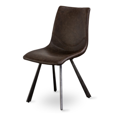 Rustic Bell Dark Brown Dining Chair Iron Wide Legs
