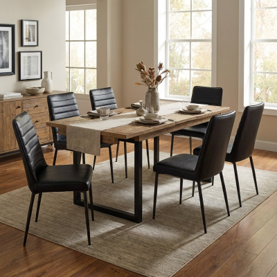 Flint Industrial Ext Table 1400 + 6 Hansel Chairs