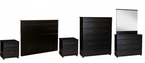 Fox Black 5Pce Bedroom Suite W Queen Headboard