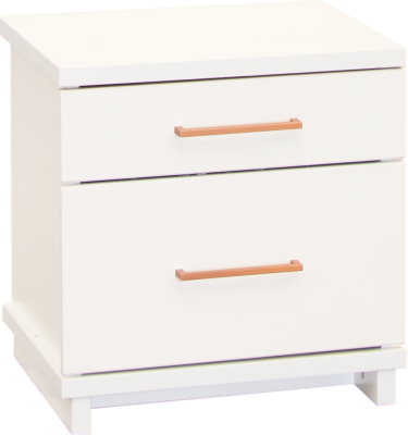 Franz 2 Draw Bedside Cabinet White W/Copper Handl
