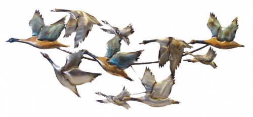 Migrating Ducks Metal Wall Art 105X51X5Cm